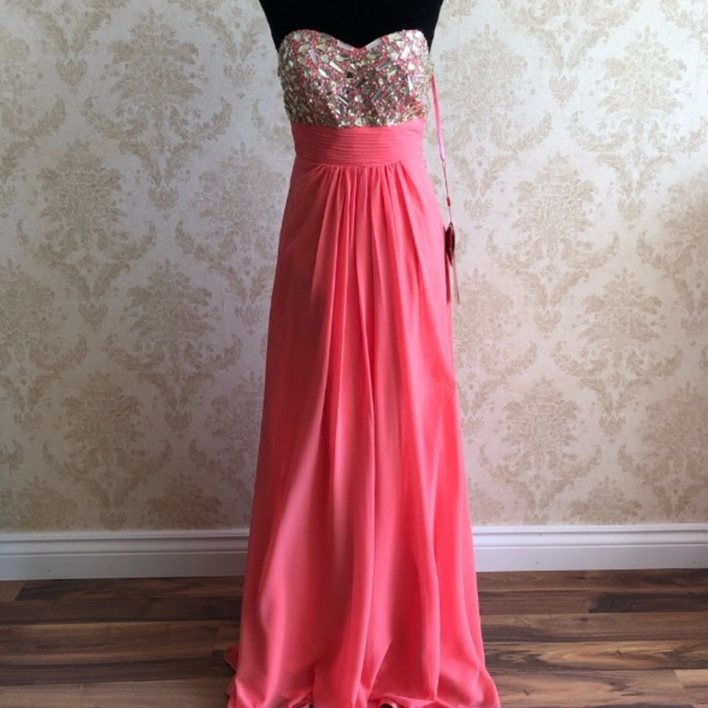 BNWT May Queen beaded chiffon gown